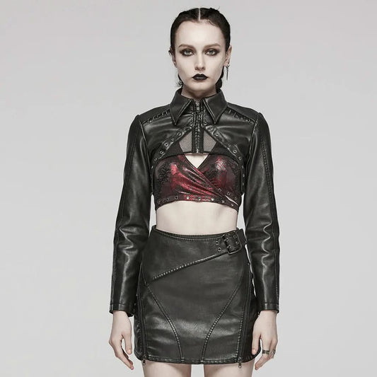 Rowena Cropped Jacket (Black) PunkRave