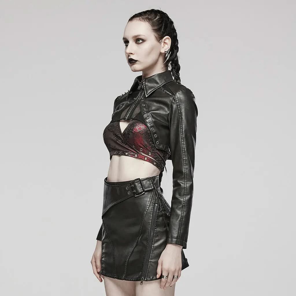 Rowena Cropped Jacket (Black) PunkRave
