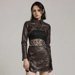 Rowena Cropped Jacket (Brown) - PunkRave