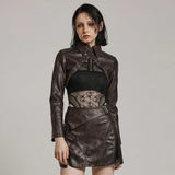 Rowena Cropped Jacket (Brown) - PunkRave