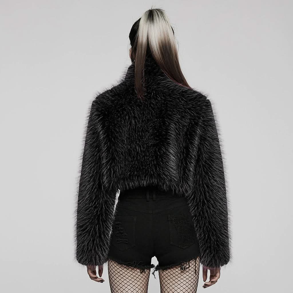 Eclipse Cropped Fur Jacket - PunkRave