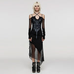 Rebel Mesh Printed Long Dress - PunkRave