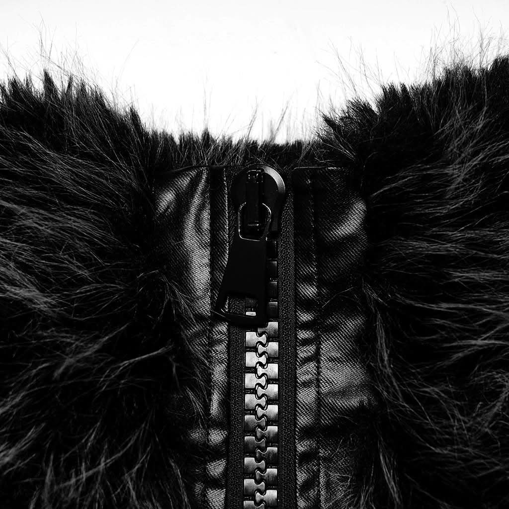 Eclipse Cropped Fur Jacket - PunkRave