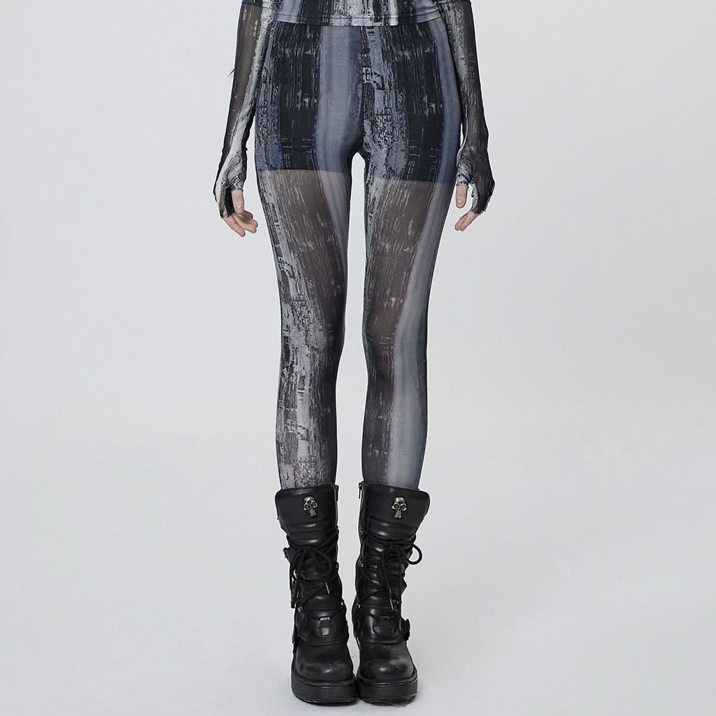 Nuclear Printed Leggings (Grey) - PunkRave