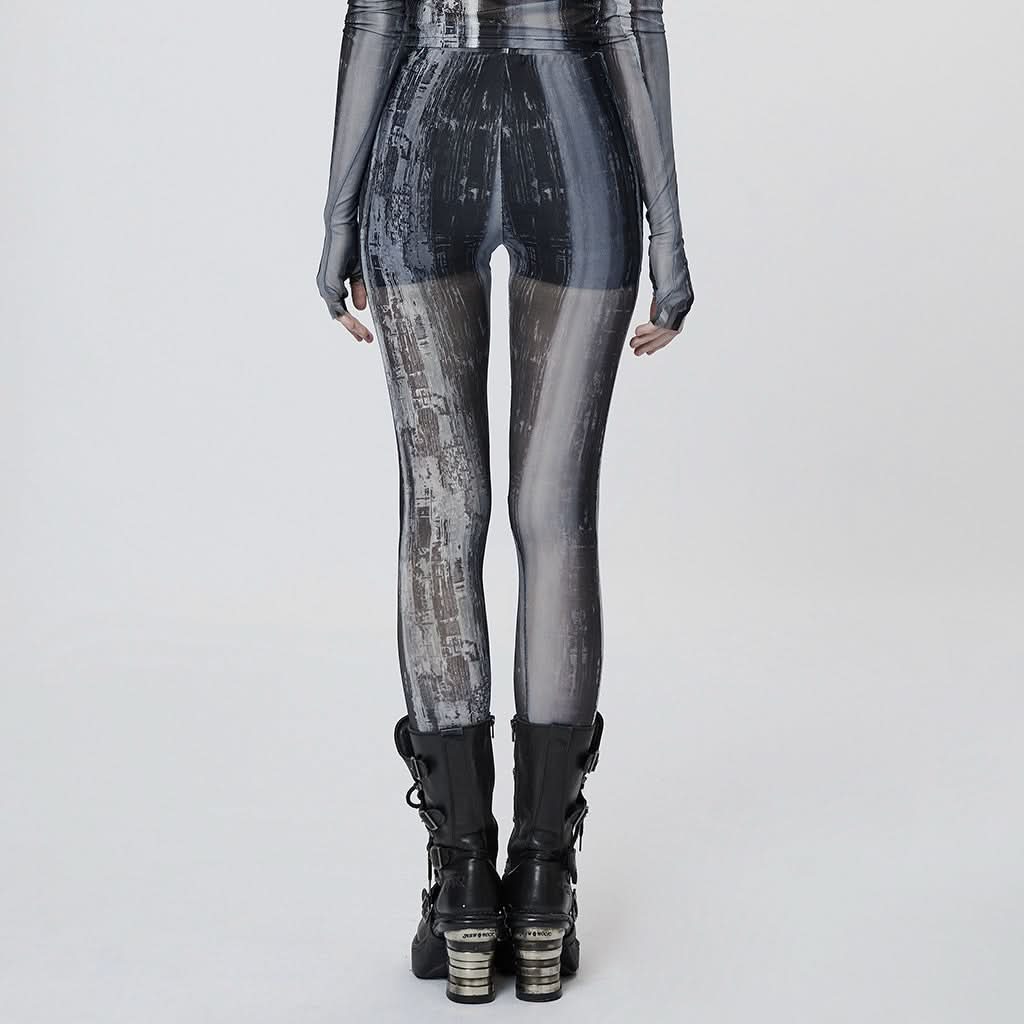 Nuclear Printed Leggings (Grey) - PunkRave