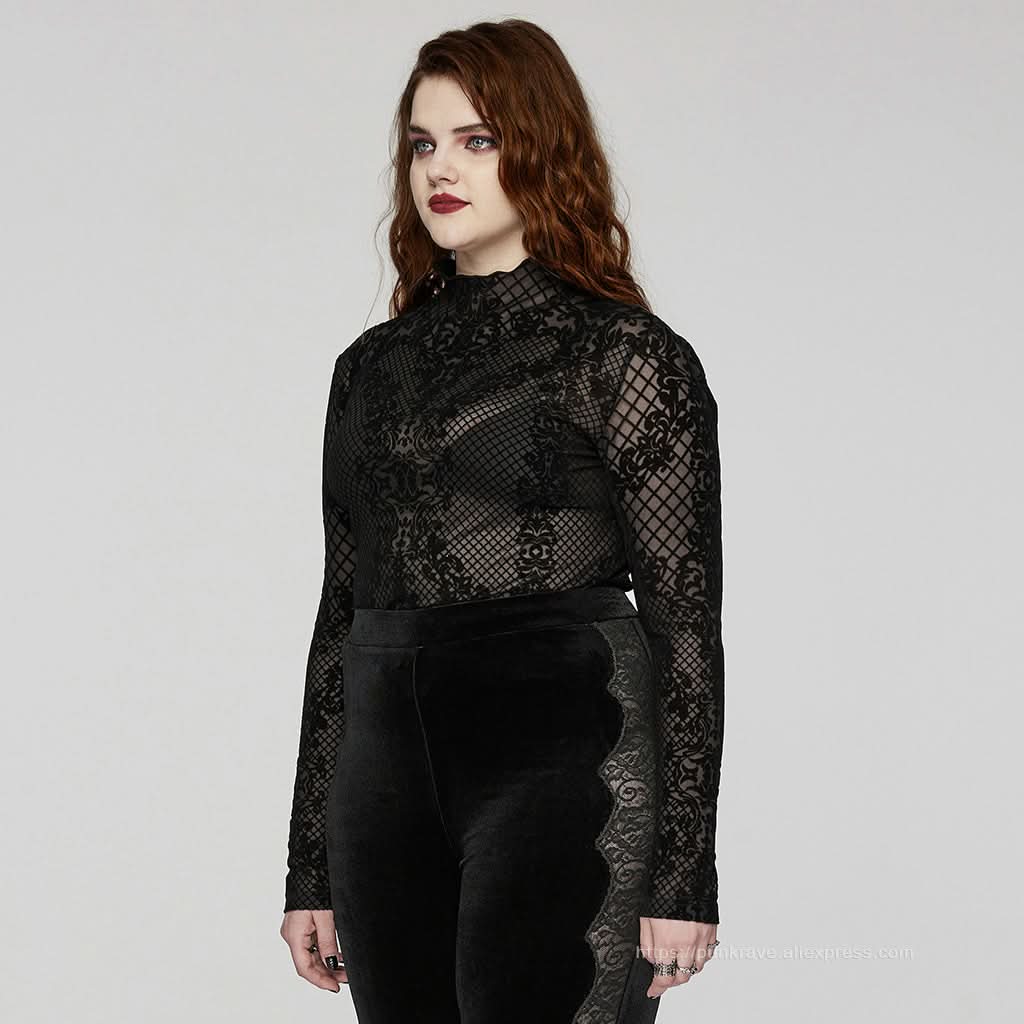 Dark Wonderland Sheer Mesh Turtleneck - PunkRave