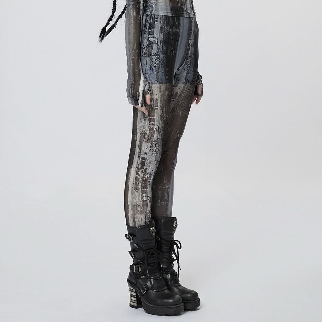 Nuclear Printed Leggings (Grey) - PunkRave