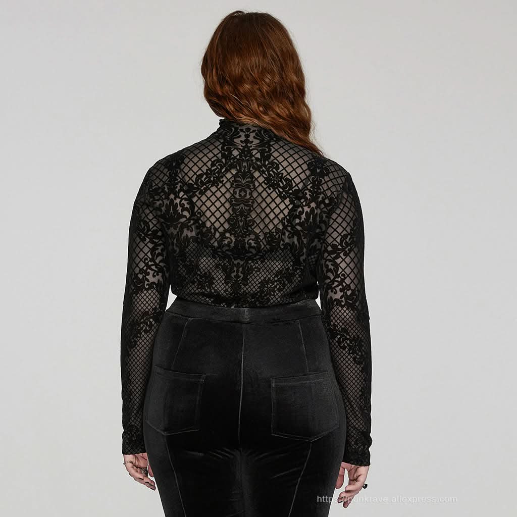 Dark Wonderland Sheer Mesh Turtleneck - PunkRave