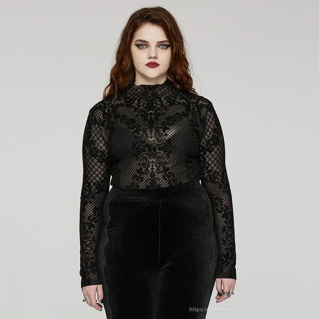 Dark Wonderland Sheer Mesh Turtleneck - PunkRave