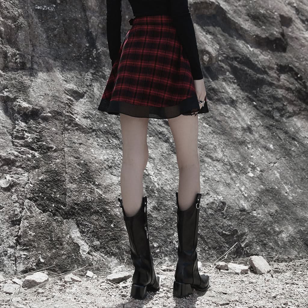 Seori A-Line Skirt (Checkered) - PunkRave