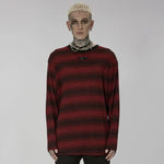 Sludge Grunge Striped Tee - Black Red - PunkRave
