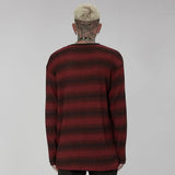 Sludge Grunge Striped Tee - Black Red - PunkRave