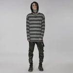 Sludge Grunge Striped Tee - Gray - PunkRave