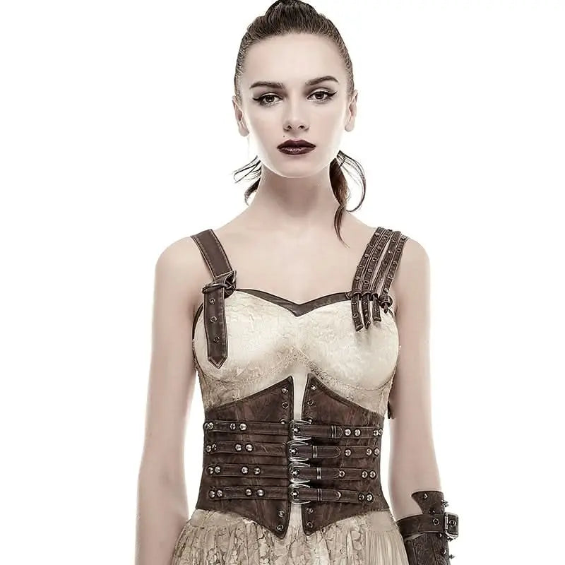 Steampunk Bones Corset - Coffee - PunkRave