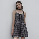 Stellaluna Plaid Sling Dress (Black White) - PunkRave