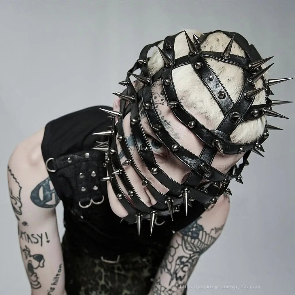 Straitjacket Supermodel Spiked Mask - PunkRave