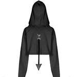 The Infernal One Crop Top With Hood - PunkRave