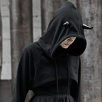 The Infernal One Crop Top With Hood - PunkRave