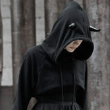 The Infernal One Crop Top With Hood - PunkRave