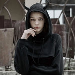 The Infernal One Crop Top With Hood - PunkRave