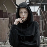 The Infernal One Crop Top With Hood - PunkRave