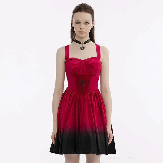 The Knight Gradient Dress - Red Black My Store
