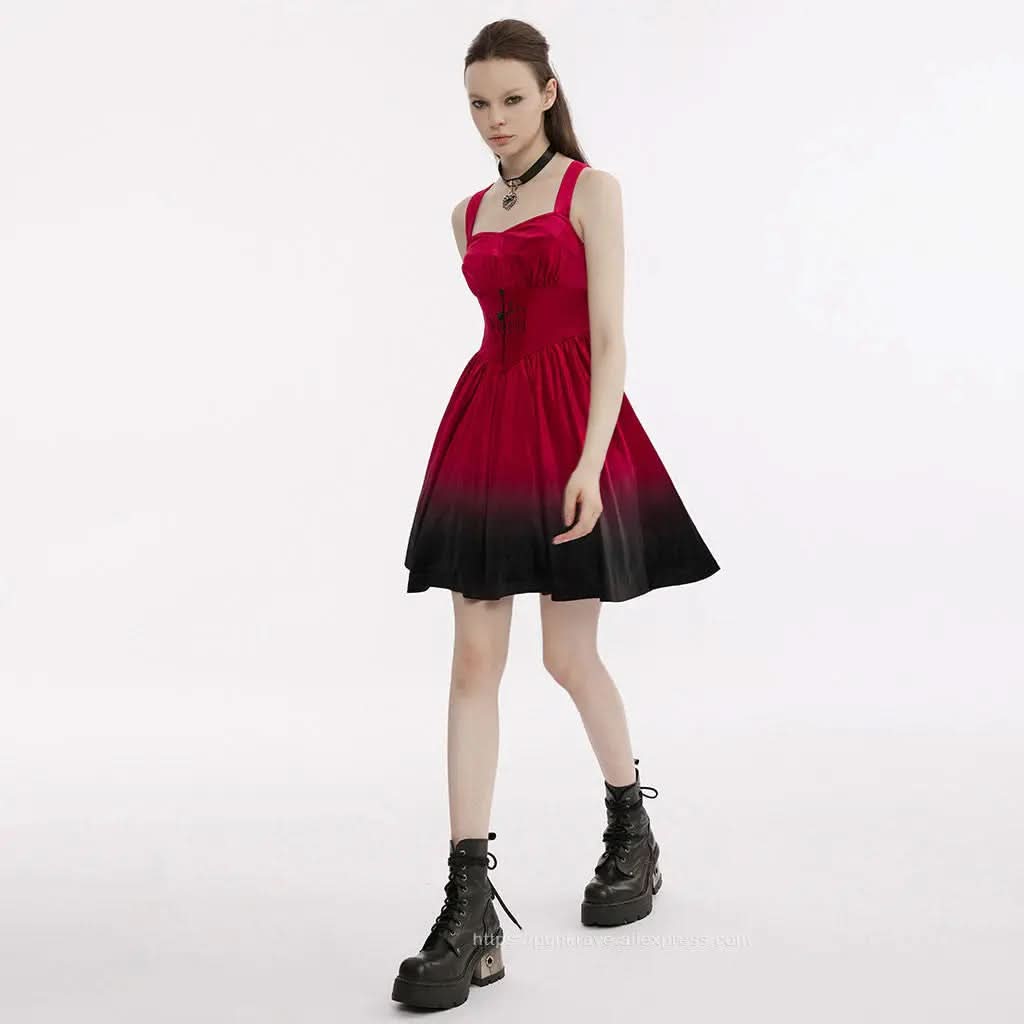 The Knight Gradient Dress - Red Black My Store