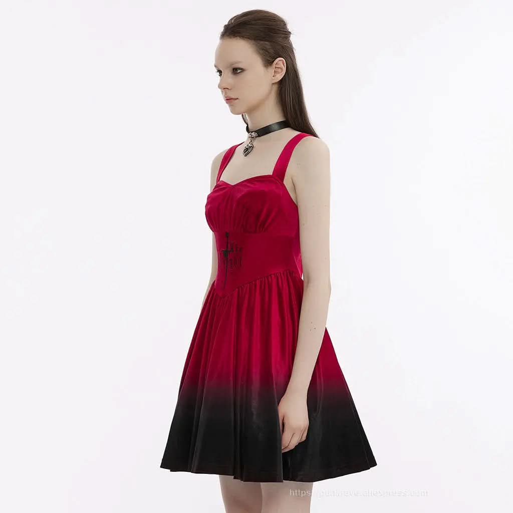 The Knight Gradient Dress - Red Black My Store