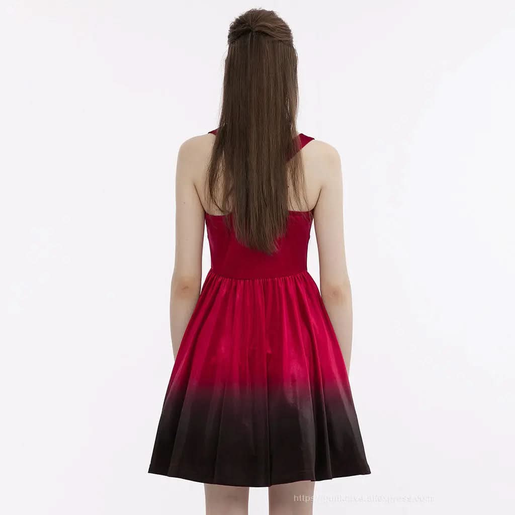 The Knight Gradient Dress - Red Black My Store