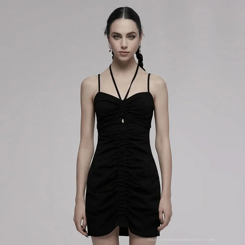 Valerie Bodycon Dress (Solid Black) - PunkRave