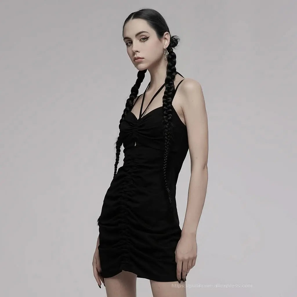 Valerie Bodycon Dress (Solid Black) - PunkRave