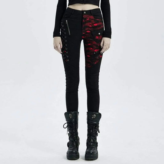 'Valkyrie' Denim Trousers (Red) - PunkRave