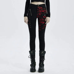'Valkyrie' Denim Trousers (Red) - PunkRave