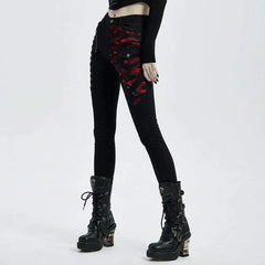 'Valkyrie' Denim Trousers (Red) - PunkRave