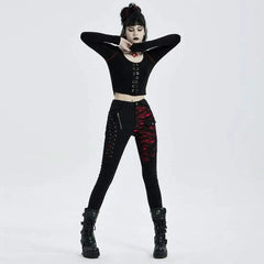 'Valkyrie' Denim Trousers (Red) - PunkRave