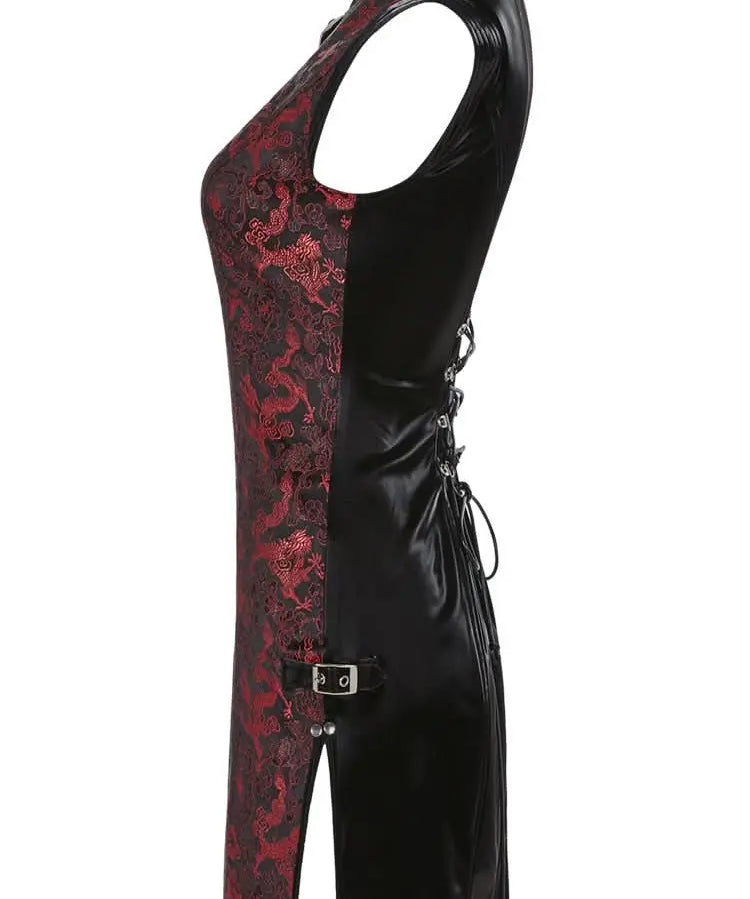 Visions Of China Mini Dress - Black & Red - PunkRave