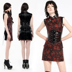 Visions Of China Mini Dress - Black & Red - PunkRave