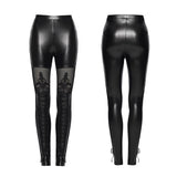Crux Gothic Lace & Mesh Glossy Faux Leather Leggings