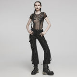 Alluvial Punk Buckle PU Details Techwear Pants