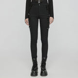 Amphora Punk Buckle PU Pants