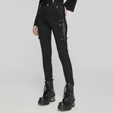 Amphora Punk Buckle PU Pants