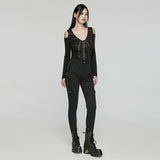 Amphora Punk Buckle PU Pants