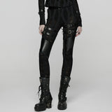 Almandite Punk Faux Leather Buckle Leggings