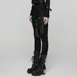Almandite Punk Faux Leather Buckle Leggings