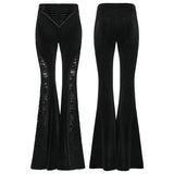 Hyalite Women's Gothic Velvet Lace Flared Trousers in Black