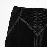 Hyalite Women's Gothic Velvet Lace Flared Trousers in Black