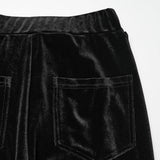 Hyalite Women's Gothic Velvet Lace Flared Trousers in Black