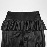 Anduin Gothic Mesh Insert Ruffle Bell Bottom Pants