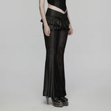 Anduin Gothic Mesh Insert Ruffle Bell Bottom Pants