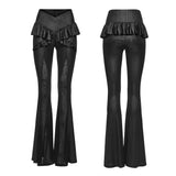 Anduin Gothic Mesh Insert Ruffle Bell Bottom Pants